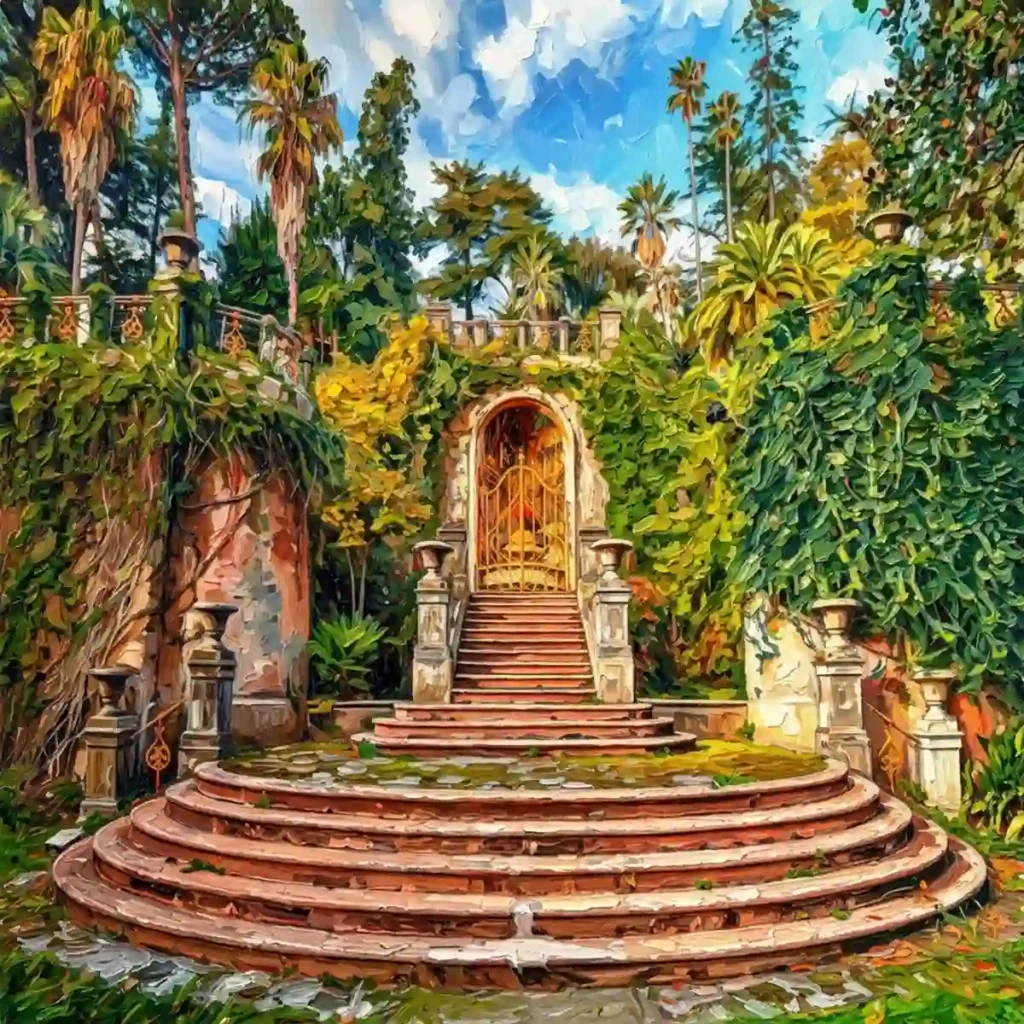 Matrimoni a Chiavari fotografati sulla scalinata del parco di Villa Rocca, tra palme e piante esotiche
