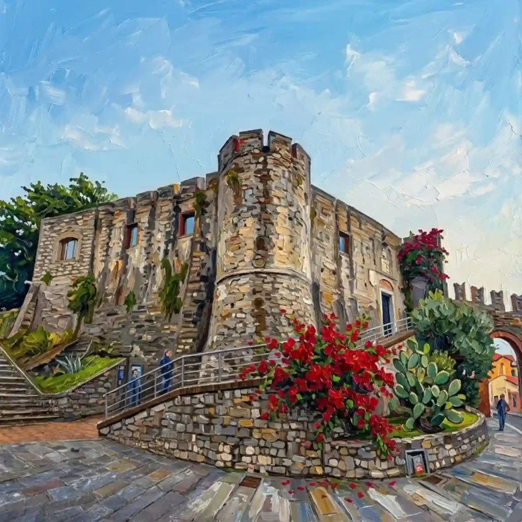 Matrimoni a La Spezia fotografati al Castello San Giorgio, tra le mura in pietra e le bouganville