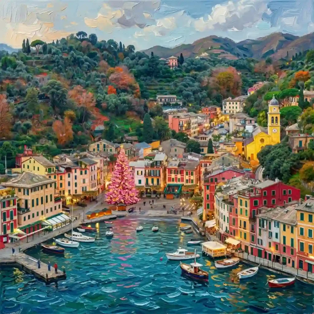 Matrimoni a Portofino fotografati nel porticciolo tra le case colorate