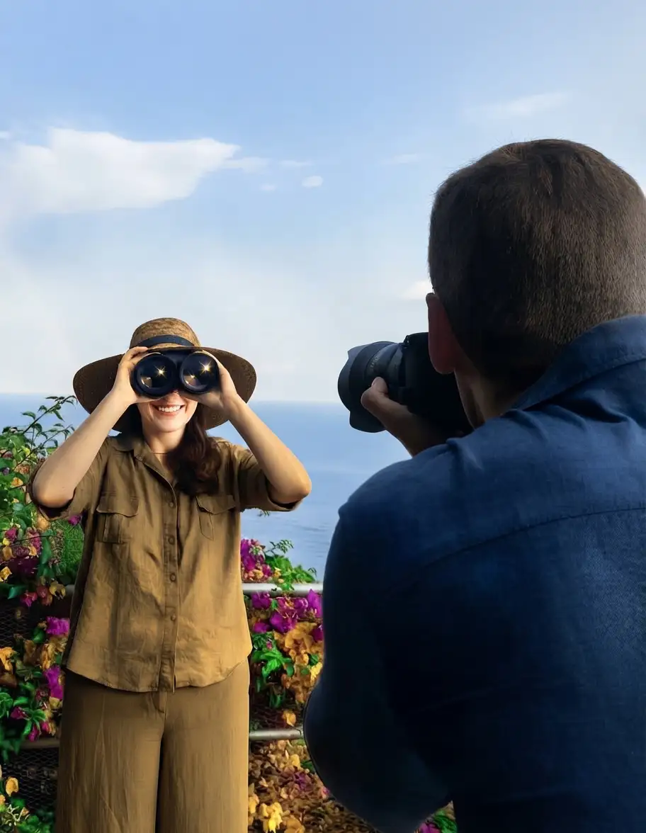 Fotografo professionista di San Giorgio Fotografi durante un servizio fotografico in Liguria